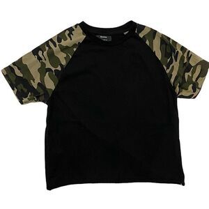 BERSHKA Raglan T-shirt With Camo Print Sleeves